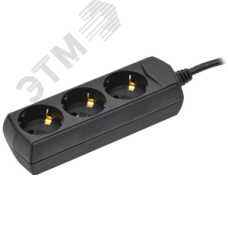 Удлинитель У03 3 места с заземлением 3м 3х1мм2 10А 250В черный GENERICA