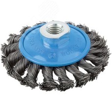 Кордщетка, тип ''колесо'' с наклоном, гайка М14, стальная витая проволока 100 мм