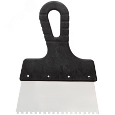 Шпатель зубчатый, 4х4 мм, нержавеющая сталь, пластиковая ручка, 150 мм