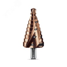 Сверло ступенчатое, винтовая проточка, КОБАЛЬТ 9-36мм, 10 ступеней, ПРОФЕССИОНАЛ