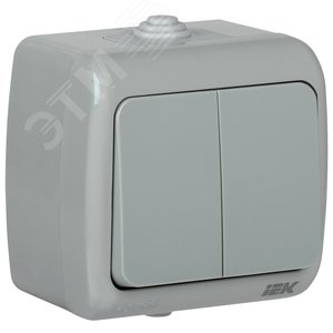 AQUATIC Выключатель 2 клавишный открытой установки10А IP54 ВС-20-2-0-A