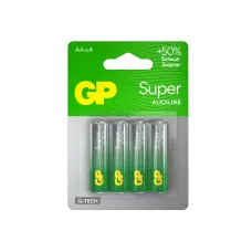 Алкалиновые батарейки GP Super Alkaline G-Tech 15А, АА, 4 шт. на блистере (4 шт.)