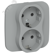 FLITE Розетка 2-местная с заземлением с защитными шторками 16А в сборе РСш12-0-А-ФлС серый IEK