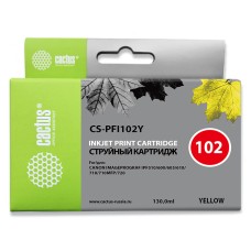 -/ Картридж струйный Cactus CS-PFI102Y желтый (130мл) для Canon IP iPF500/iPF600/iPF700/MFP M40/iPF765/