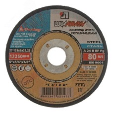 Диск шлифовальный по металлу, 125 х 6 х 22.2 мм, для УШМ