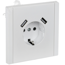 FORTE&PIANO Розетка 1-местная с заземлением с защитными шторками винтовое крепление 16А USB A+A 3,1А FP245 белый IEK