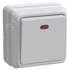 OKTAVA Выключатель 1-клавишный с индикацией для открытой установки 10А ВС20-1-1-ОБ белый GENERICA