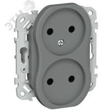 FLITE Розетка 2-местная без заземления без защитных шторок 10А РС02-0-ФлМА мокрый асфальт IEK