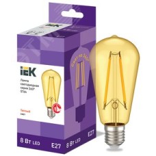 Лампа светодиодная ST64 ретро золото 8Вт 230В 2700К E27 серия 360 град