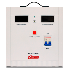Стабилизатор POWERMAN AVS 15000D, ступенчатый регулятор, цифровые индикаторы уровней напряжения, 15 KВА, 140-260В, максимальный входной ток 80А, клеммная колодка, IP-20, напольный,  410мм х 280мм х 310мм, 24.7 кг./ Stabilizer POWERMAN AVS 15000D, step-typ