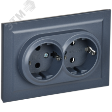 BRITE Розетка двойная с заземлением без защитных шторок 16А в сборе РС12-3-БрМ маренго