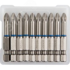 Биты ''ЭКСПЕРТ'' торсионные кованые, обточенные, хромомолибденовая сталь, тип хвостовика E 1/4'', PH2, 50мм, 10шт