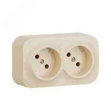 Розетка 2-местная для открытой установки без заземления без защитных шторок с предварительным подключением 16А слоновая кость QUTEO