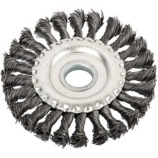 Кордщетка, тип ''колесо'', посадочный диаметр 22.2 мм, стальная витая проволока 125 мм