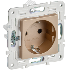 SKANDY Розетка с заземлением с защитными шторками 16А безвинтовое крепление SK-R06Sa песочный IEK