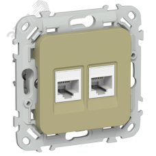 FLITE Розетка 2-местная RJ45/RJ11 категория 5Е/3 UTP РКТ5е/3-2-0-ФлО оливковый IEK