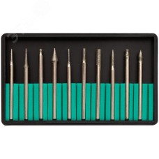 Шарошки, усиленная сталь с алмазным напылением, штифт диаметр 3 мм, 10 шт