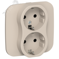 FLITE Розетка 2-местная с заземлением без защитных шторок 16А в сборе РС12-0-А-ФлЛ льняной IEK