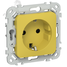 FLITE Розетка с заземлением с защитными шторками безвинтовое крепление 16А РСш11-1-ФлЖК желтый карри IEK