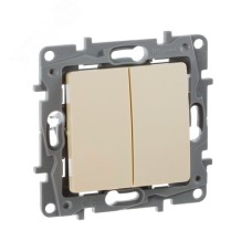Выключатель 2-клавишный 10А безвинтовое крепление слоновая кость ETIKA