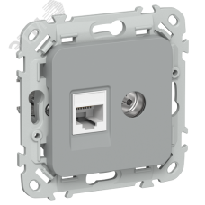 FLITE Розетка 2-местная RJ45/TV категория 6 UTP РКТВ6-2-0-ФлС серый IEK