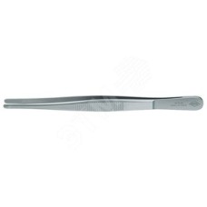 Пинцет захватный прецизионный закруглённые зазубренные губки шириной 35 мм хромоникелевая сталь нержавеющий немагнитный L-145 мм
