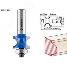 Фреза полустержневая с подшипником 22.2x25.4мм, радиус 4.8мм