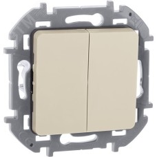 Выключатель 2-клавишный 10АХ безвинтовое крепление слоновая кость INSPIRIA