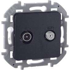 Розетка двойная TV+SAT тип звезда двухкабельная антрацит INSPIRIA