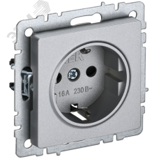 BRITE Розетка 1-местная с заземлением с защитными шторками 16А безвинтовое крепление РС24-1-0-БрА алюминий IEK
