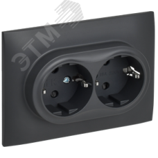 SKANDY Розетка 2-местная с заземлением с защитными шторками 16А в сборе SK-R07T титан IEK