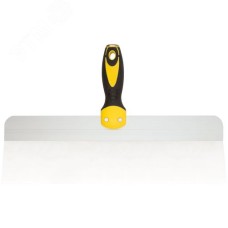 Шпатель фасадный нержавеющий Профи, прорезиненная ручка с метал.бойком 400 мм