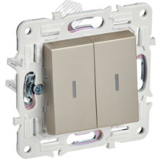SKANDY Выключатель 2-клавишный с индикацией 10А SK-V09Sh шампань IEK