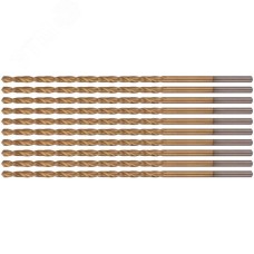 Сверла HSS по металлу, удлиненные, титановое покрытие 2.5х95 мм набор 10шт