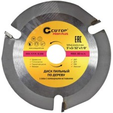 Диск пильный по дереву для УШМ, 3 зуба с карбидными вставками Cutop Profi Plus 125x2.2x22.2мм