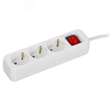 UMA Удлинитель У03К 3 места 5м 3х1,5мм2 16А бел. IEK с кнопкой