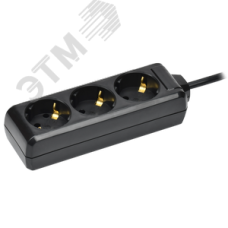 Удлинитель У03 3 места с заземлением 5м 3х1мм2 16А 250В черный