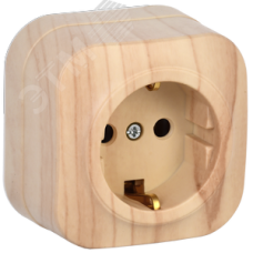 GLORY Розетка одноместная наружная с заземлением сосна