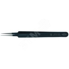 Пинцет ESD захватный прецизионный гладкие губки игловидные кончики антистатический L-110 мм нержавеющая хромоникелевая сталь хромированный