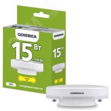 Лампа светодиодная T80 таблетка 15Вт 230В 3000К GX53 GENERICA