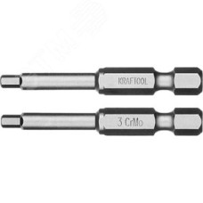Биты ''X-DRIVE'' торсионные кованые, обточенные, 26127-3-50-2, Cr-Mo сталь, тип хвостовика E 1/4'', HEX3, 50мм, 2шт