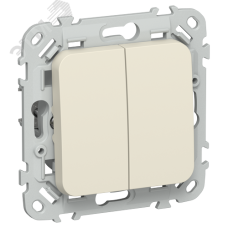 FLITE Выключатель 2-клавишный 10А ВС12-1-0-ФлСл сливочный IEK
