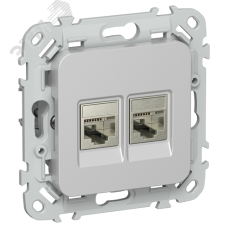 FLITE Розетка 2-местная компьютерная RJ45 категория 5Е STP РК5е-2-1-ФлА алюминий IEK