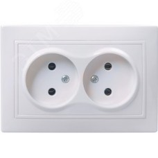 KVARTA Розетка 2-местная без заземления без защитных шторок 10А кер РС12-2-КБ белый GENERICA