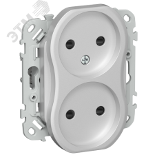 FLITE Розетка 2-местная без заземления с защитными шторками 10А РСш02-0-ФлА алюминий IEK