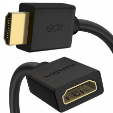 GCR Удлинитель 2.0m HDMI-HDMI, M/F, поддержка 4K, Full HD, 10.2 Гбит/c, черный, 24K GOLD, 30/30 AWG, 2 Х экран