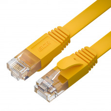 GCR Патч-корд LSZH PROF плоский прямой 15.0m, UTP медь кат.6, желтый, 30 AWG, ethernet high speed 10 Гбит/с, RJ45, T568B