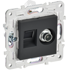 SKANDY Розетка двойная TV+RJ45 кат.6E SK-A15G графит IEK