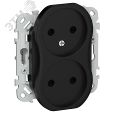 FLITE Розетка 2-местная без заземления без защитных шторок безвинтовое крепление 10А РС02-1-ФлЧ черный IEK