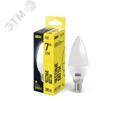 Лампа светодиодная C35 свеча 7Вт 230В 3000К E14